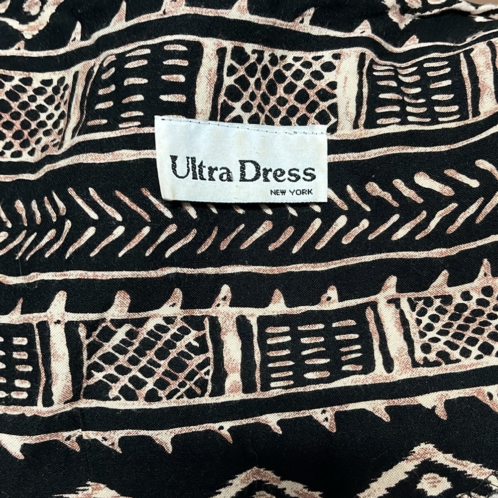 Ultra dress bohemian style size medium maxi button down lightweight tan,black - Picture 5 of 6